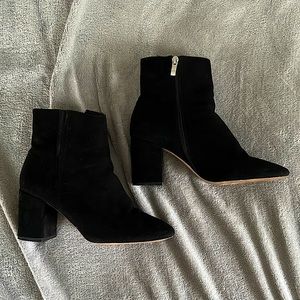 Halogen Black Suede Side Zip Booties